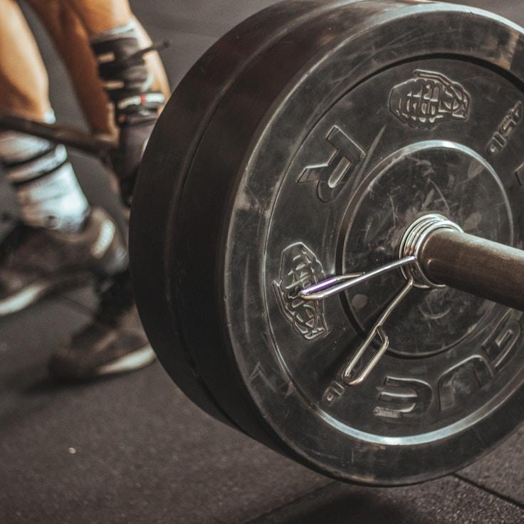 Interior of a professional gym with weight training equipment and mirrors